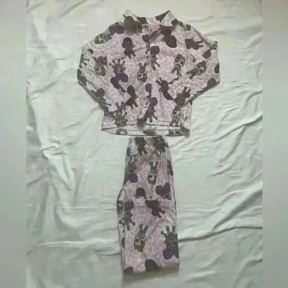 L.O.L LOL Surprise Doll Girls Size 6 Button Down Fleece Pajamas Pajama Set - Picture 2 of 5